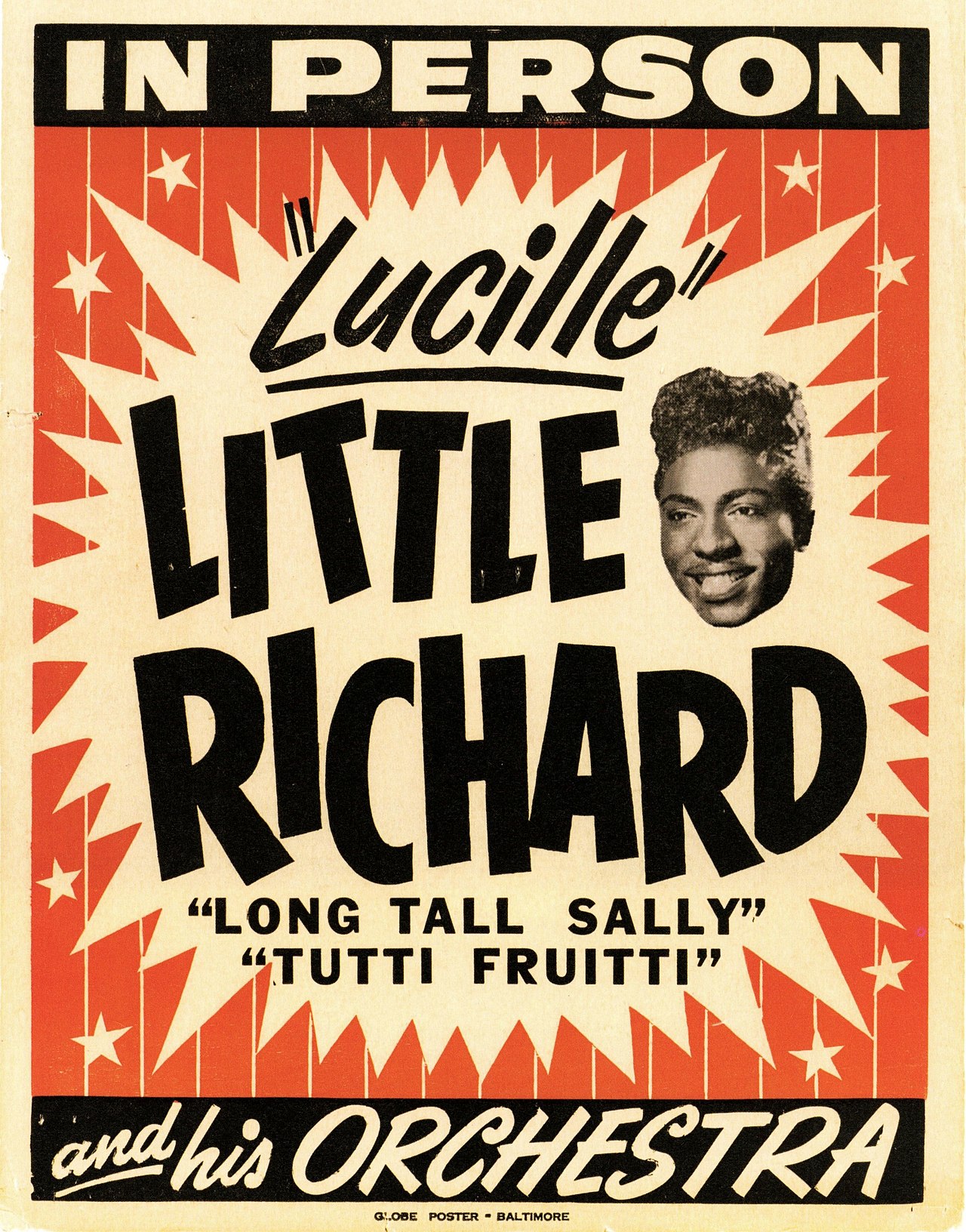 In Person 'Lucille' Little Richard and his Orchestra. Original vintage band poster