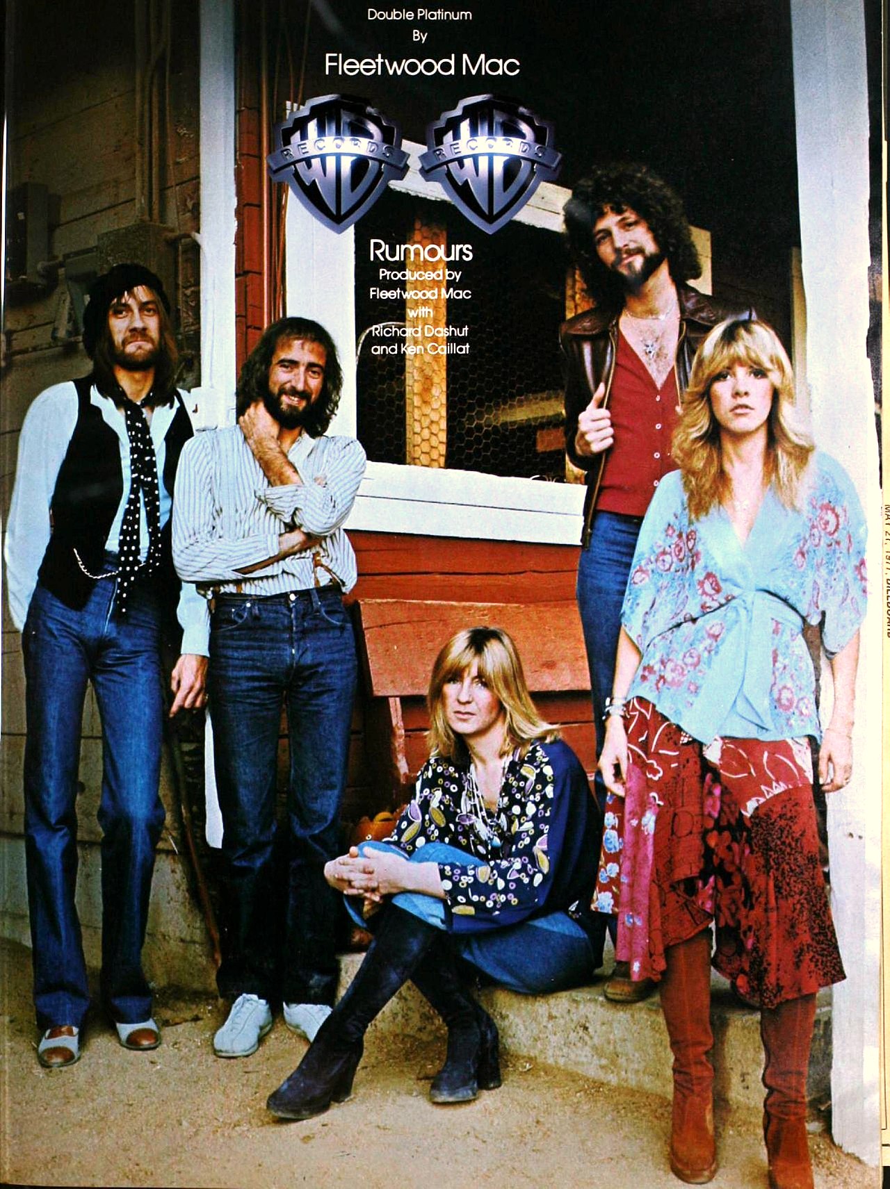 1977 trade ad for Rumours with Mick Fleetwood, John McVie, Christine McVie, Lindsey Buckingham and Stevie Nicks