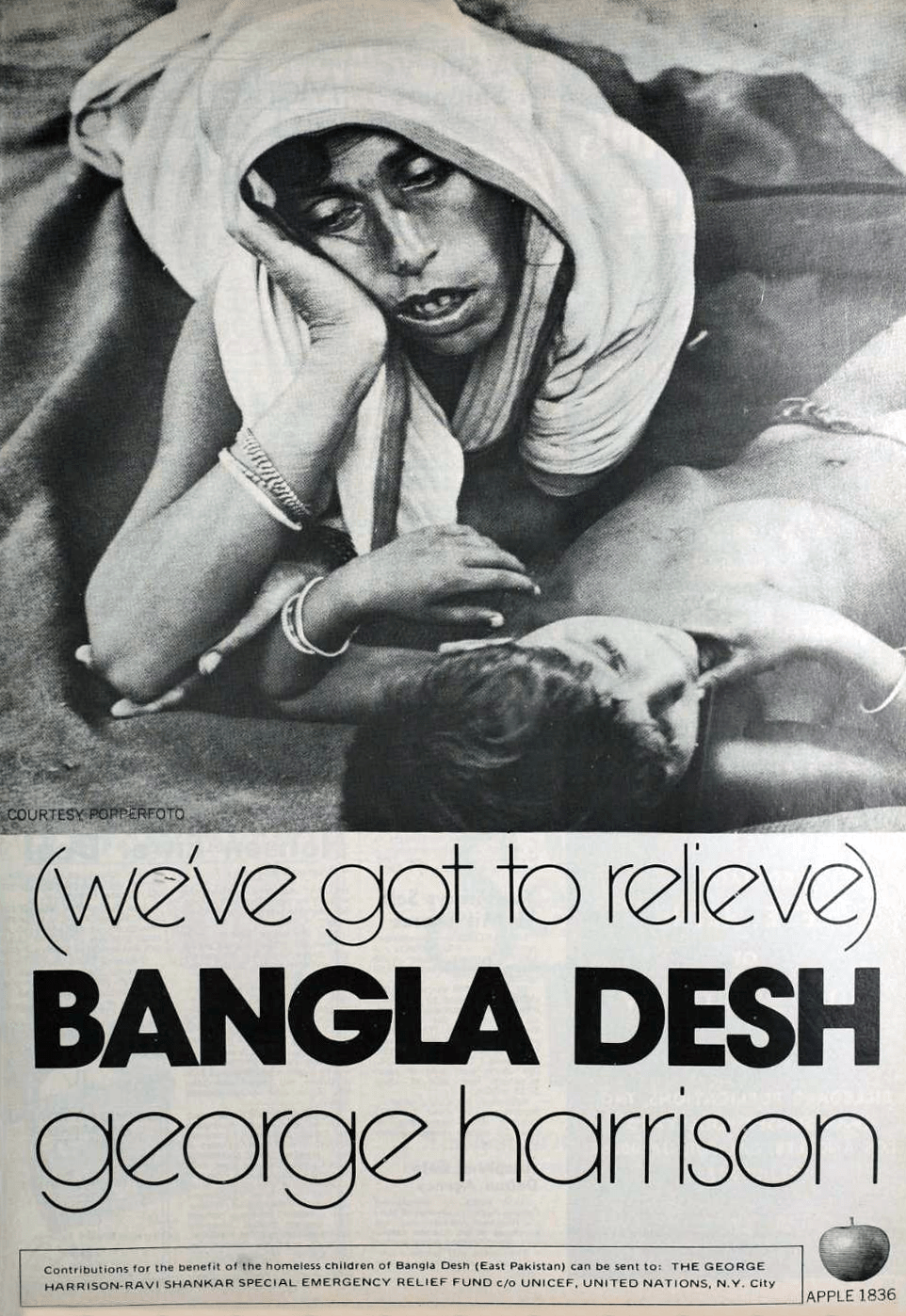 Trade ad for Harrison's "Bangla Desh" single 
