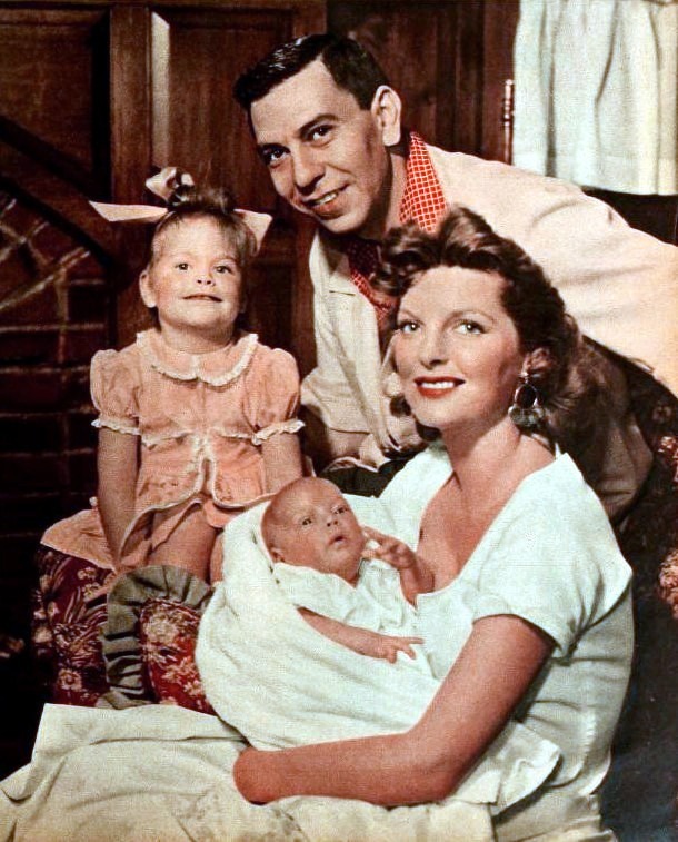 Julie and Jack Webb with Stacey and Lisa, 1953