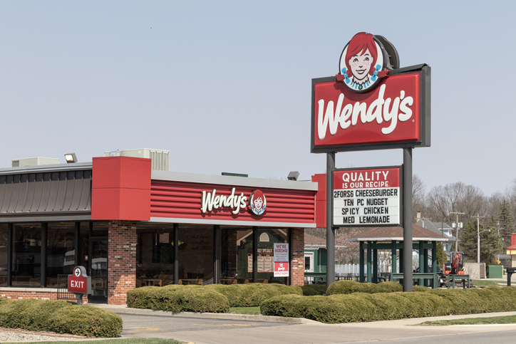 Wendys fast food restaurant Wendys is famous for its Frosty Dairy Dessert and square hamburgers