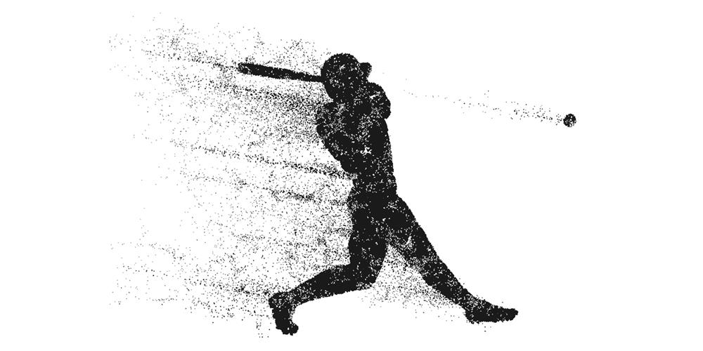 Abstract silhouette of a baseball player