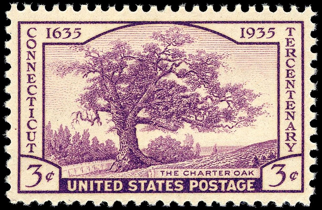 On April 26, 1935, the U.S. Post Office issued a postage stamp commemorating the 300th anniversary of the initial settlement of the Connecticut colony