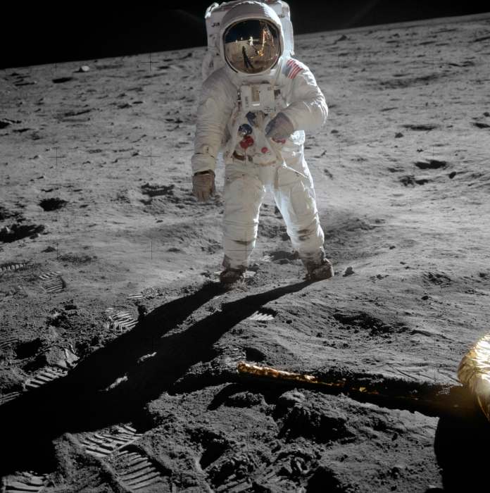 Astronaut Buzz Aldrin on the moon