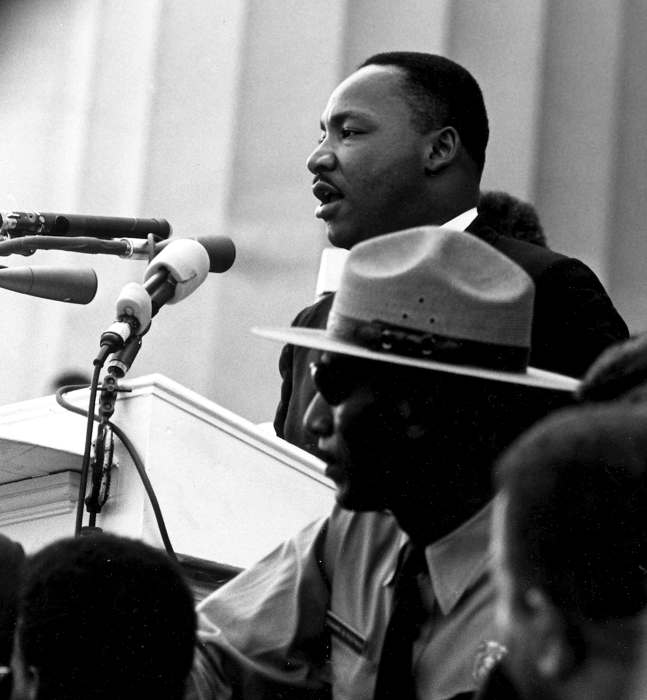 Dr. Martin Luther King giving his "I Have a Dream" speech during the March on Washington in Washington, D.C., on 28 August 1963