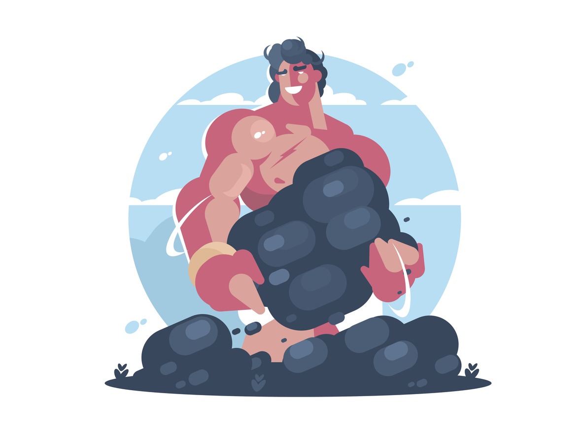 a depiction of Hercules in a different art style