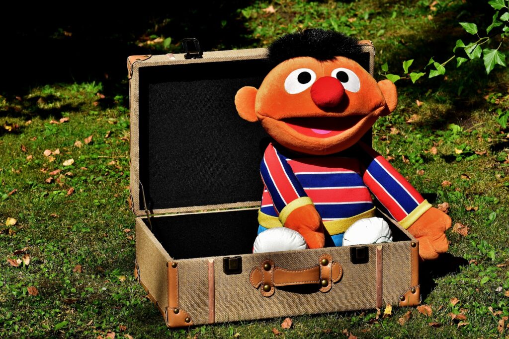 elmo in a suitcase