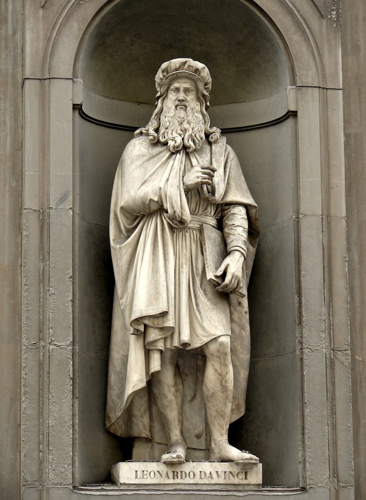 Leonardo da Vinci in his sculptured image