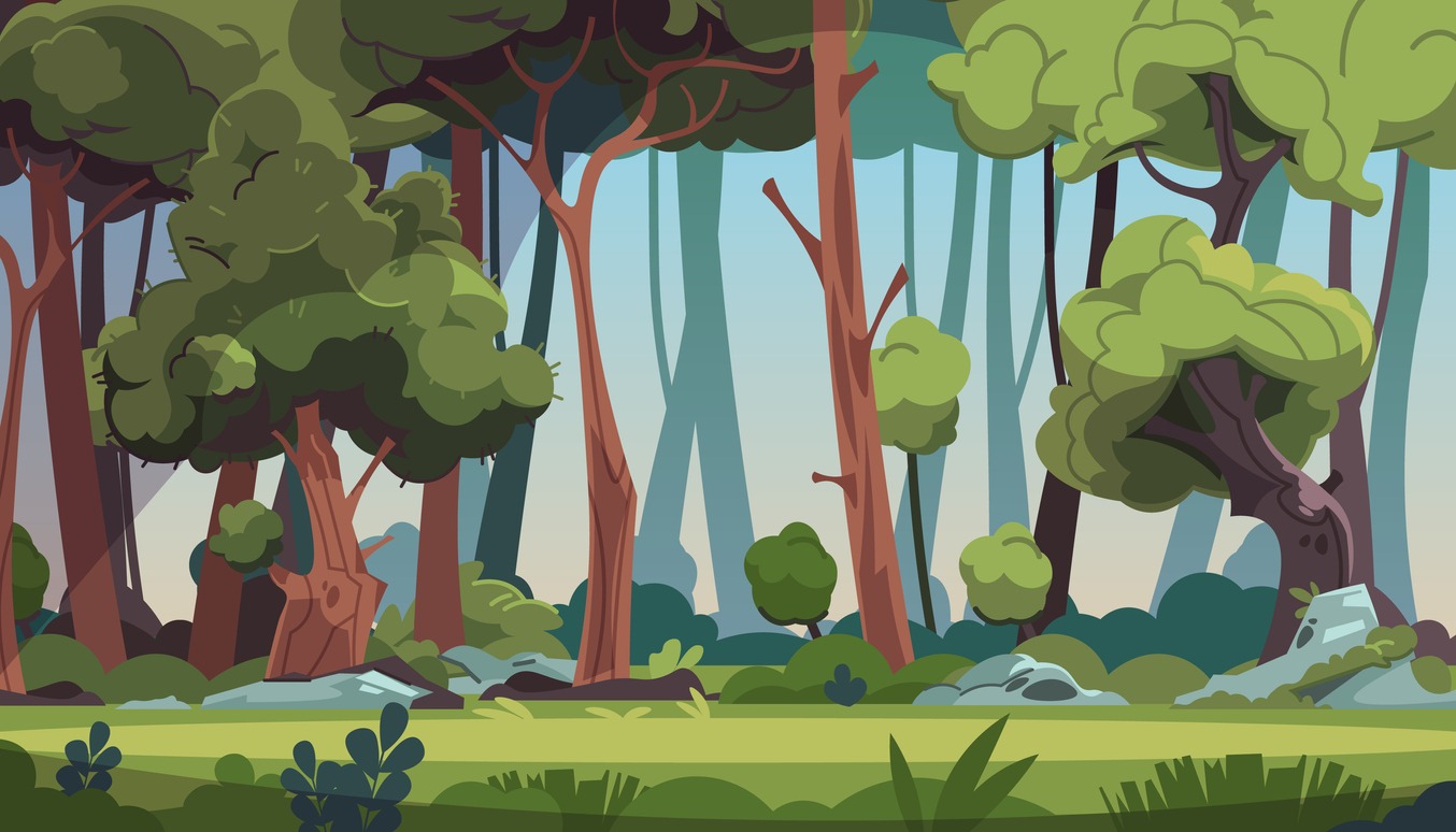 an animated forest landscape