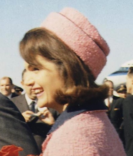Jacqueline Kennedy wearing a pillbox hat image