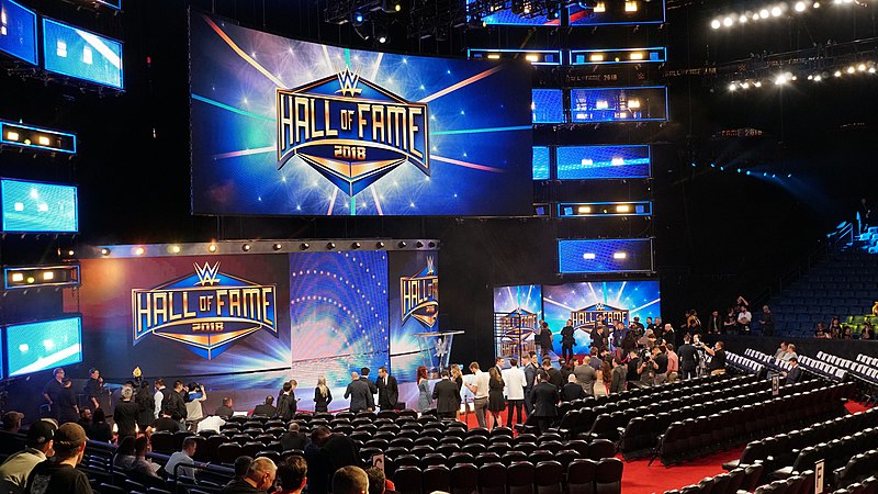 An image of The 2018 WWE Hall of Fame stage set