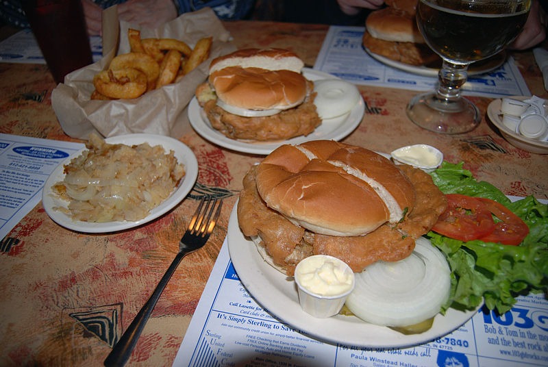 Fried brain sandwiches on a restaurant