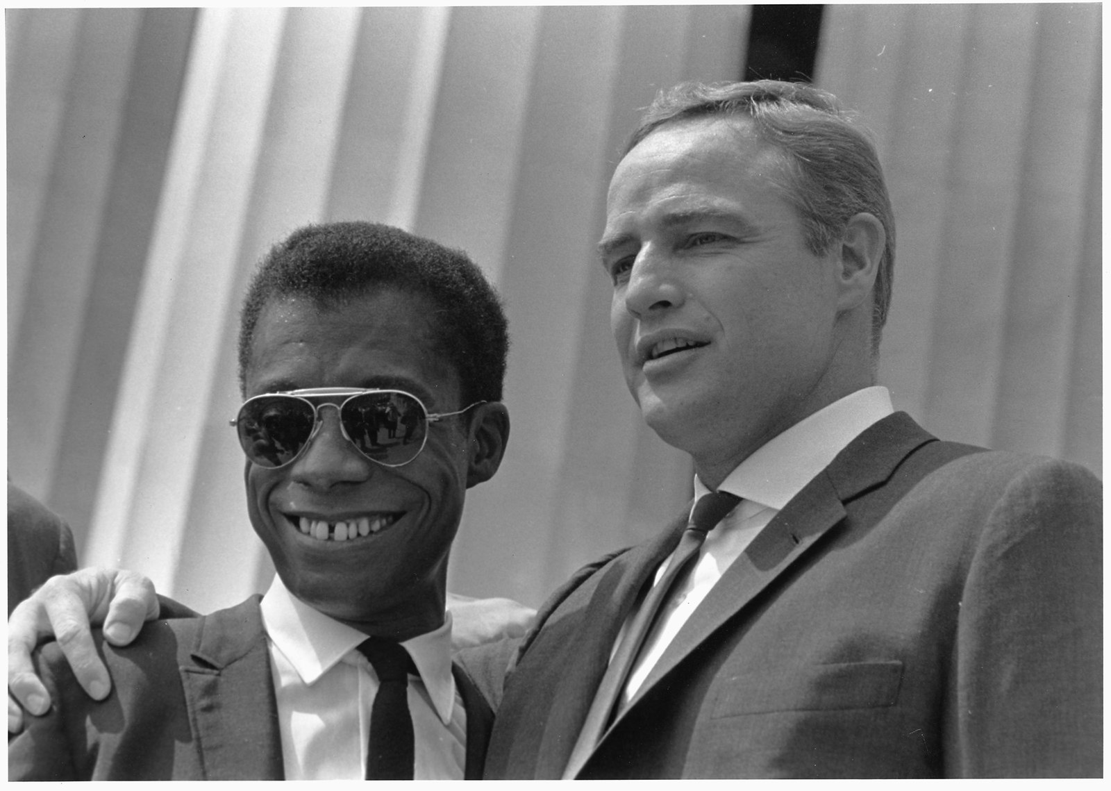 Civil Rights March on Washington, D.C.(Author James Baldwin and actor Marlon Brando.)