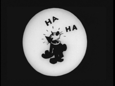 a scene of Felix the Cat laughing