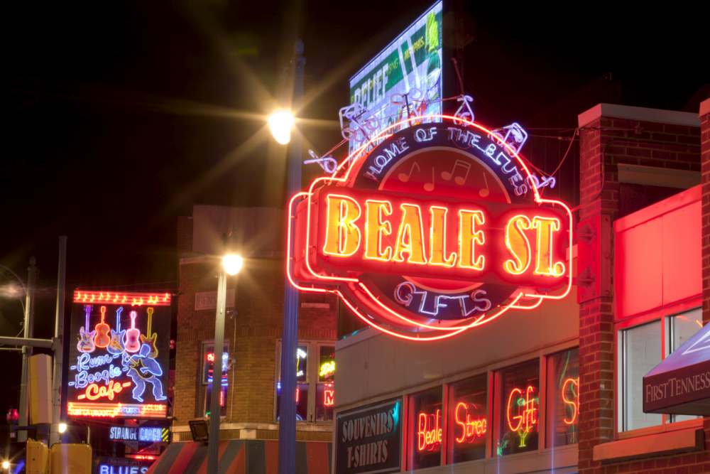 The famous Beale Street in Downtown Memphis, Tennessee