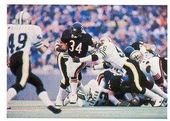 Walter Payton (34) pictured breaking the NFL's career rushing record on October 7, 1984