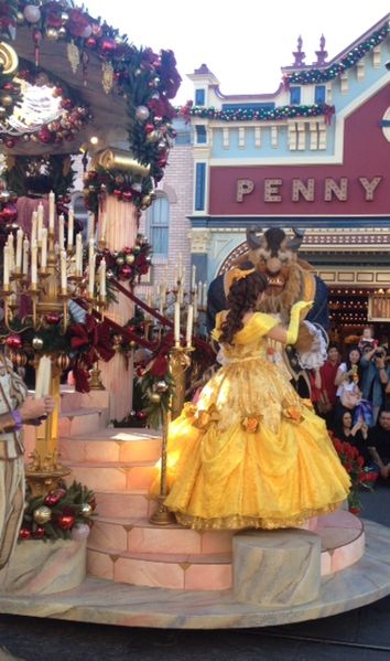 The Beast with Belle in a Disneyland parade