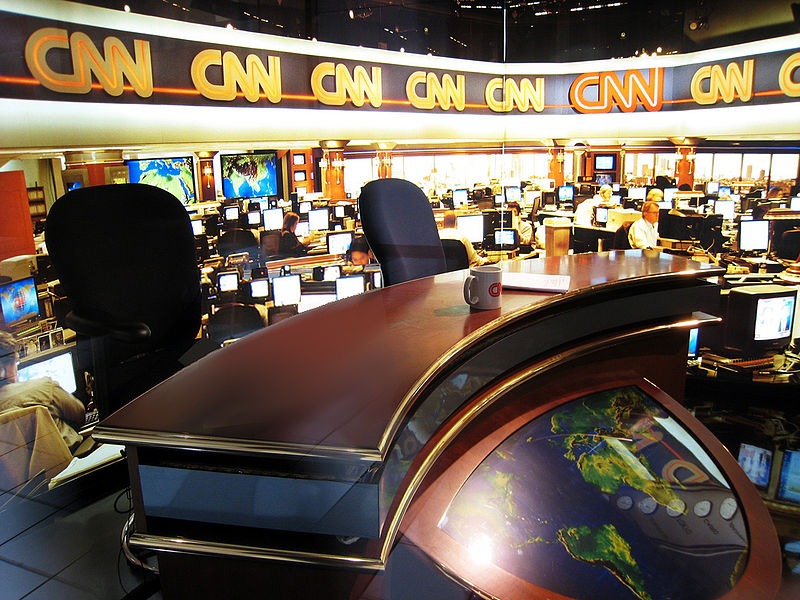 a replica of the CNN center newsroom