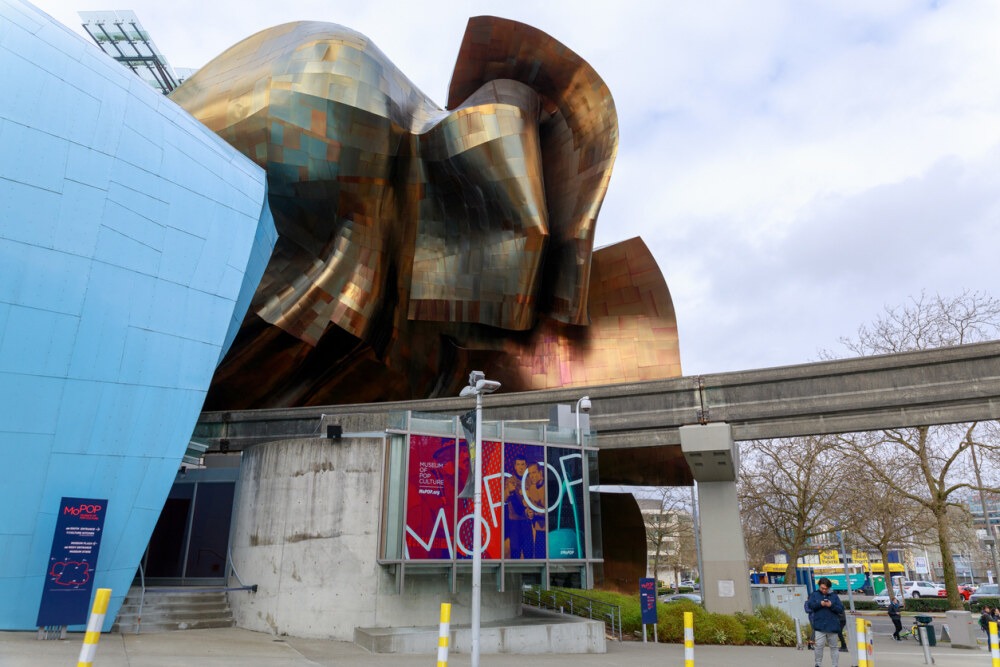 The Museum of Pop Culture (MoPOP) and Monorail in Seattle
