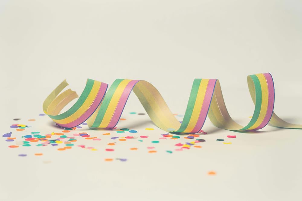 Party ribbons and confetti