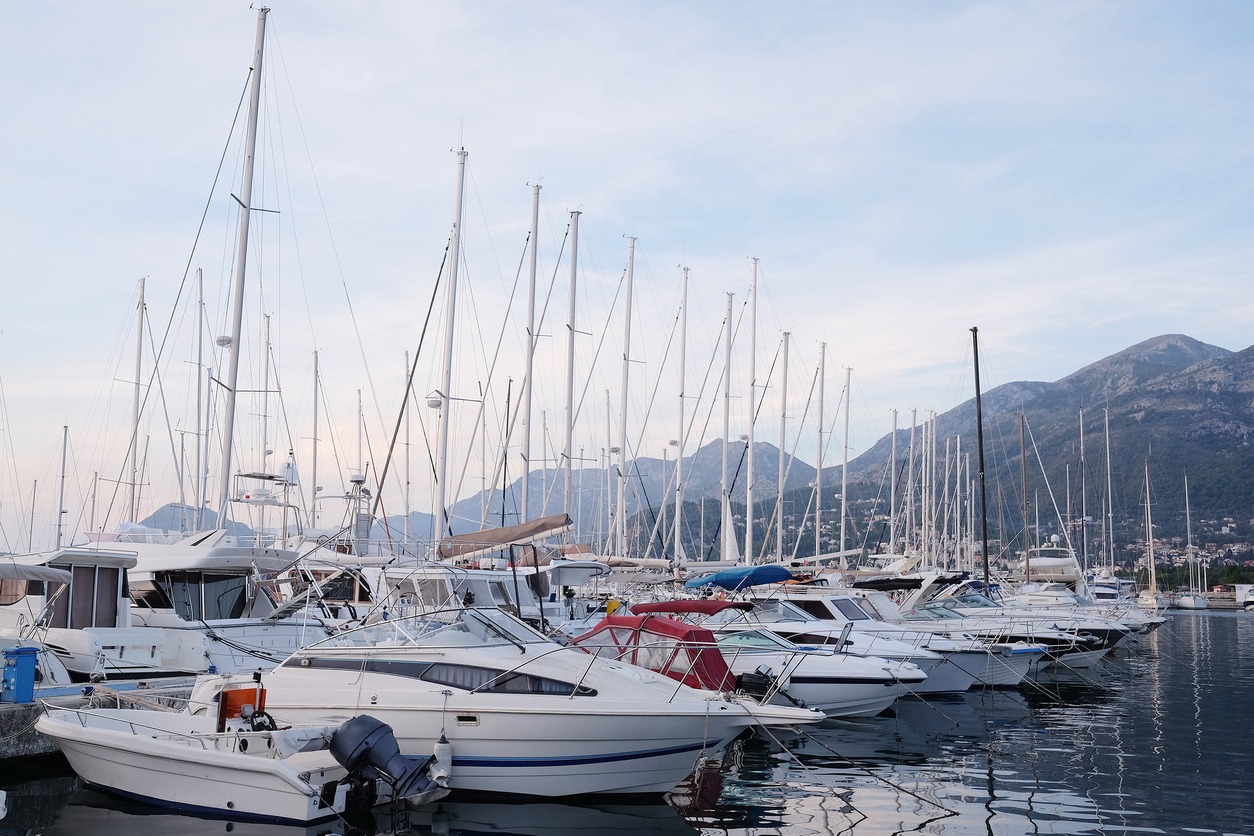 The image of a boats at a parking in Montenegro
