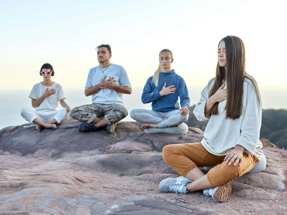 A group of people meditating