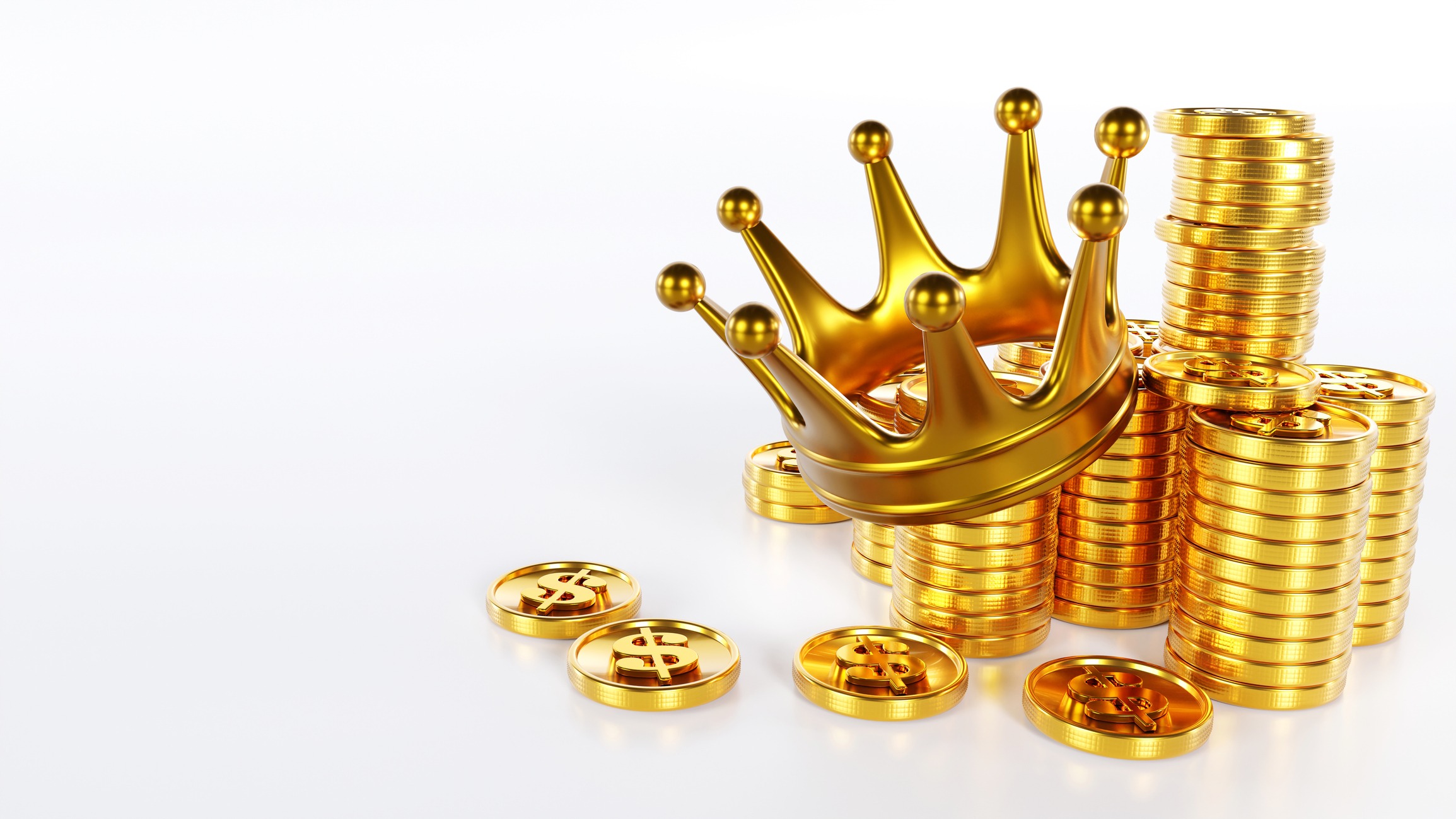 golden coins with a crown
