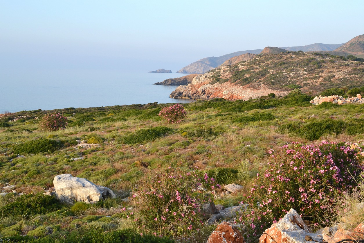 Coastal landscape at Vlyxada on Crete, Greece