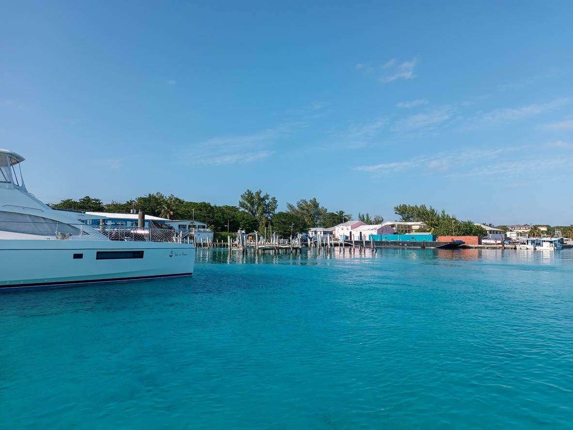 North Bimini, Bahamas - December 2022: The marina in North Bimini in the Bahamas