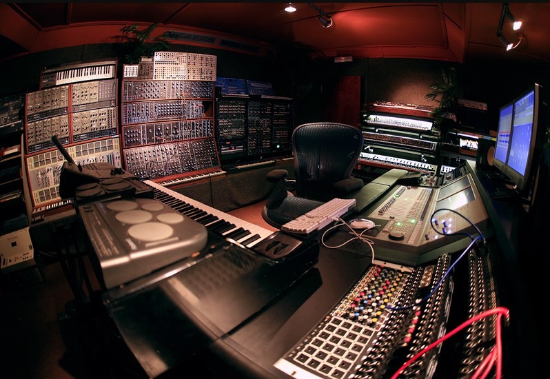 a professional music production room