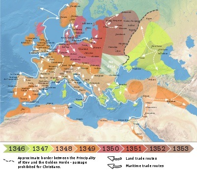 The spread of black death