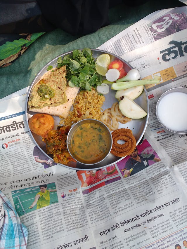 Indian dish on a newspaper