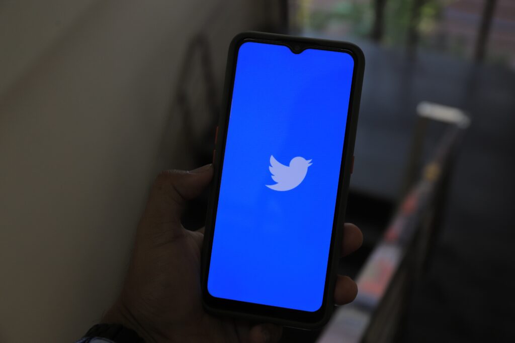 Twitter logo on a phone screen image