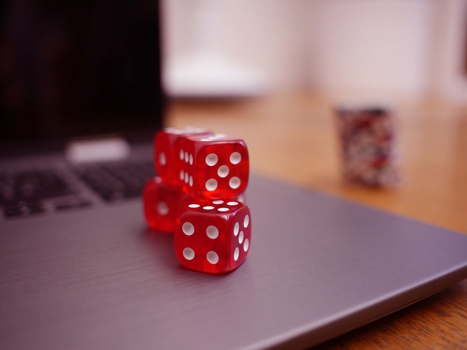dice on a laptop