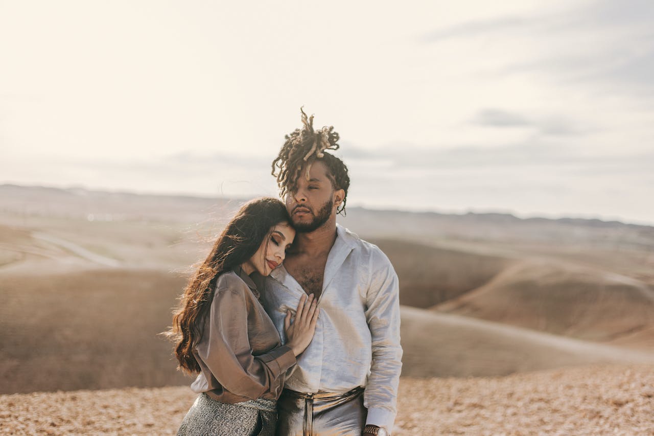portrait of a couple on a desert