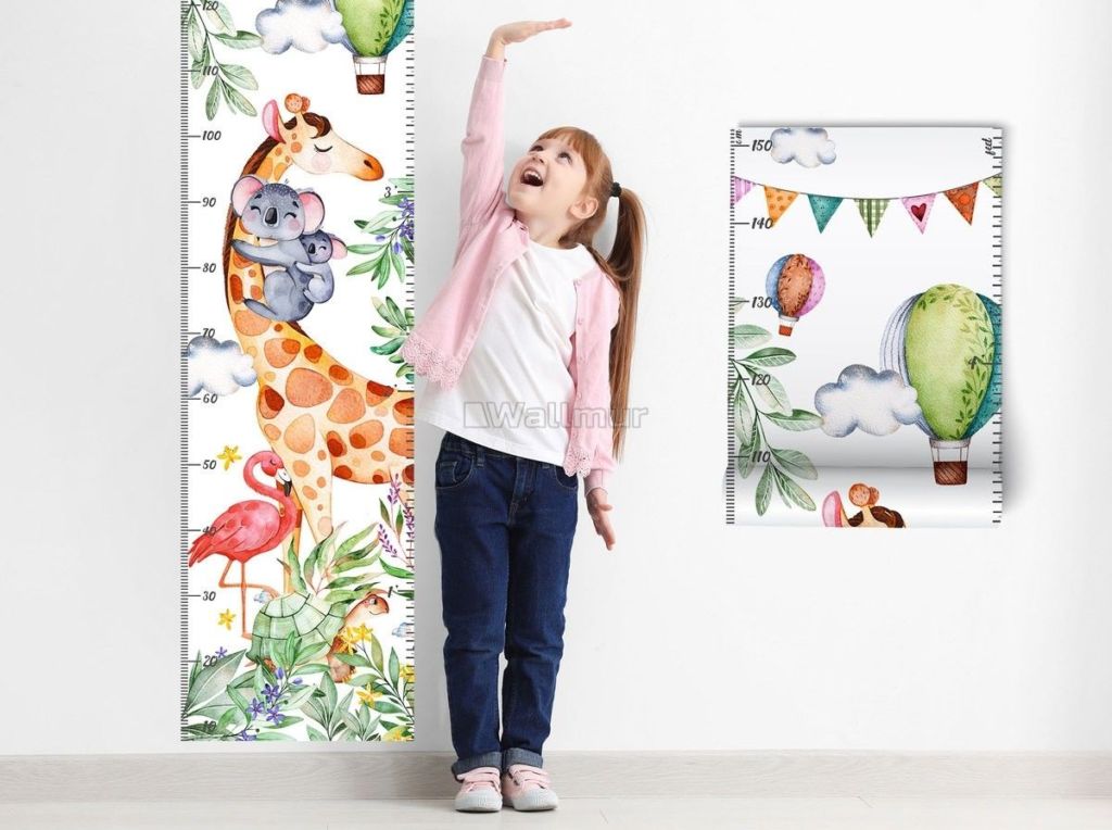 Tropical Animals Wall Decal Sticker and Kids Height Chart
