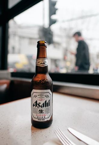 a bottle of Asahi Beer