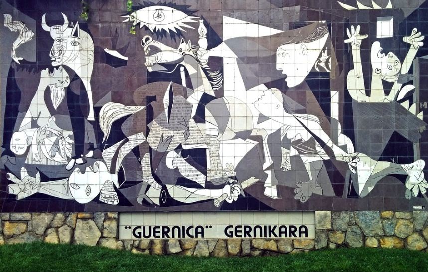tiled wall copy of Picasso’s Guernica in Guernica, Spain