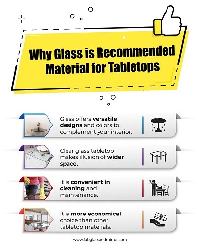 Why do Interior Experts recommend Glass as the preferred material for Tabletop
