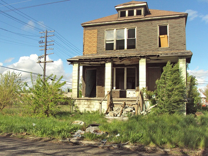 An abandoned house in the Delray neighborhood of Detroit, Michigan