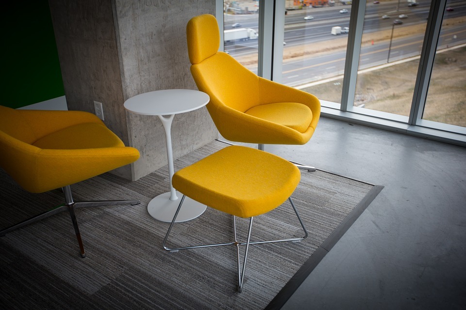 modern office furniture in yellow)