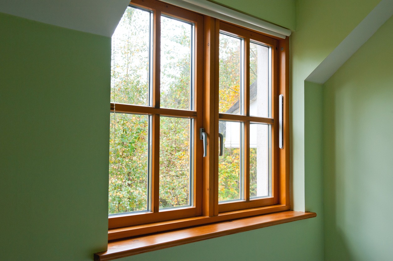 wooden windows with light