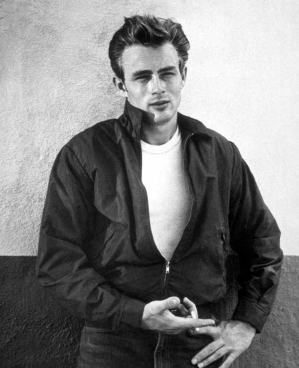 James Dean in Lee jeans and bomber jacket