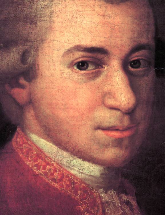 Wolfgang Amadeus Mozart, detail from a portrait by Johann Nepomuk della Croce