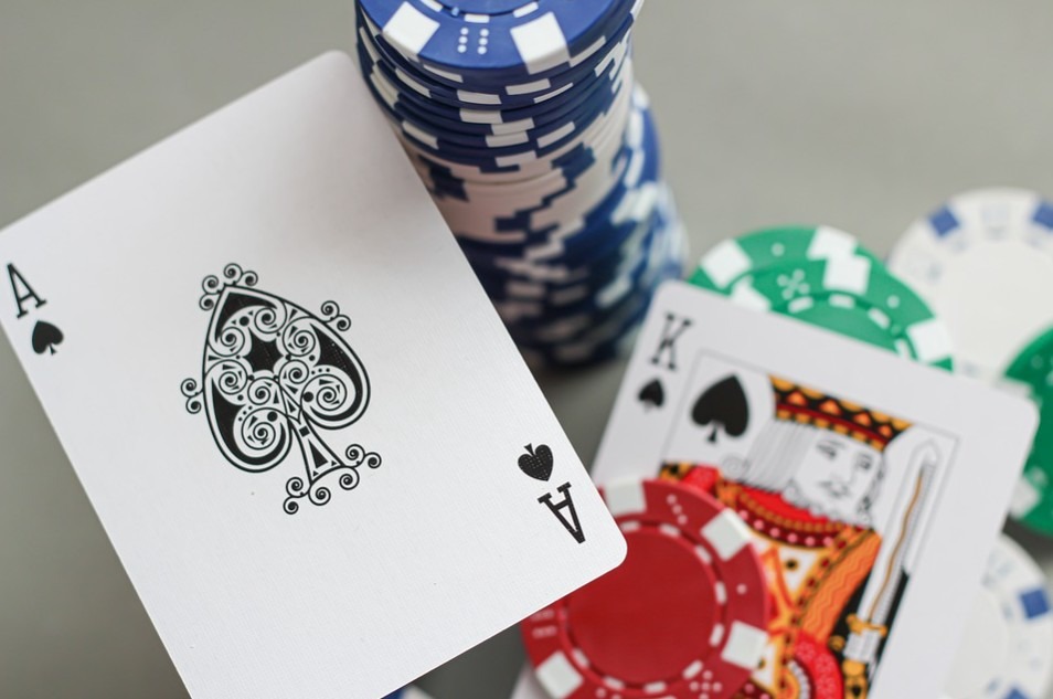 cards and chips used for playing poker