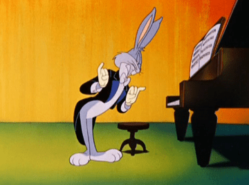 bugs bunny prepares to play the piano