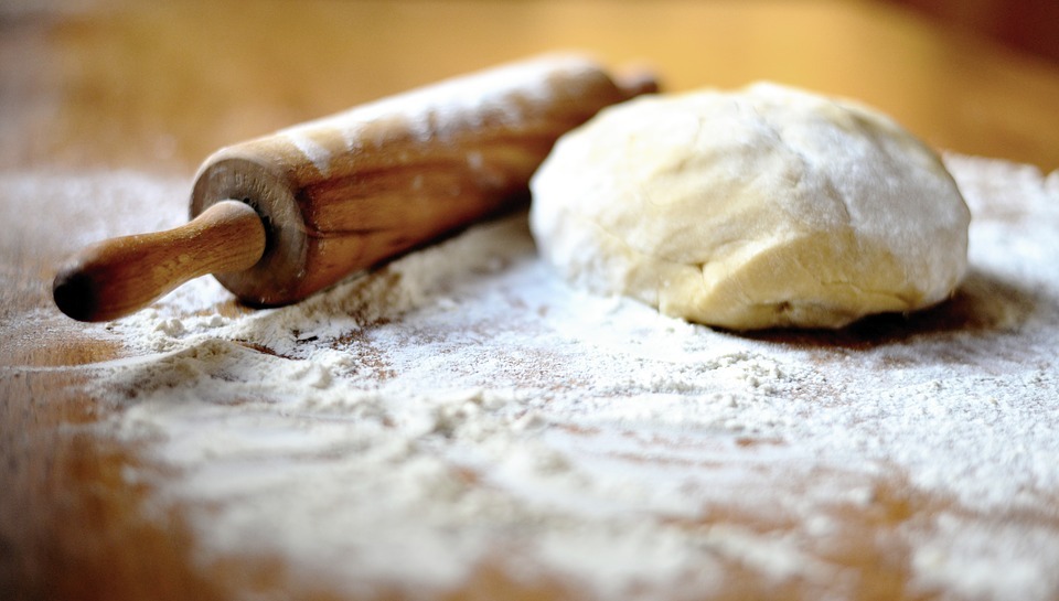 making dough with flour