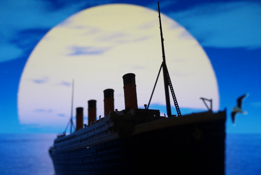 titanic against the moonlight