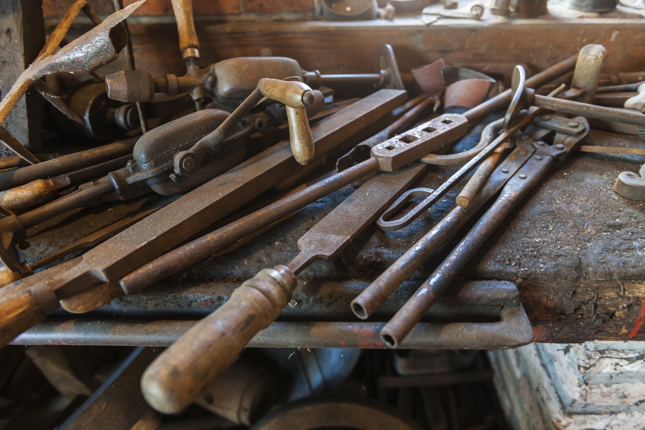 Tools on a locksmith workbench