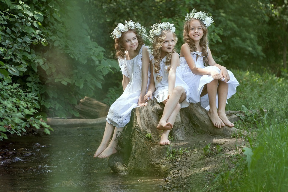 Nature Girls Friends Sisters Children Happiness